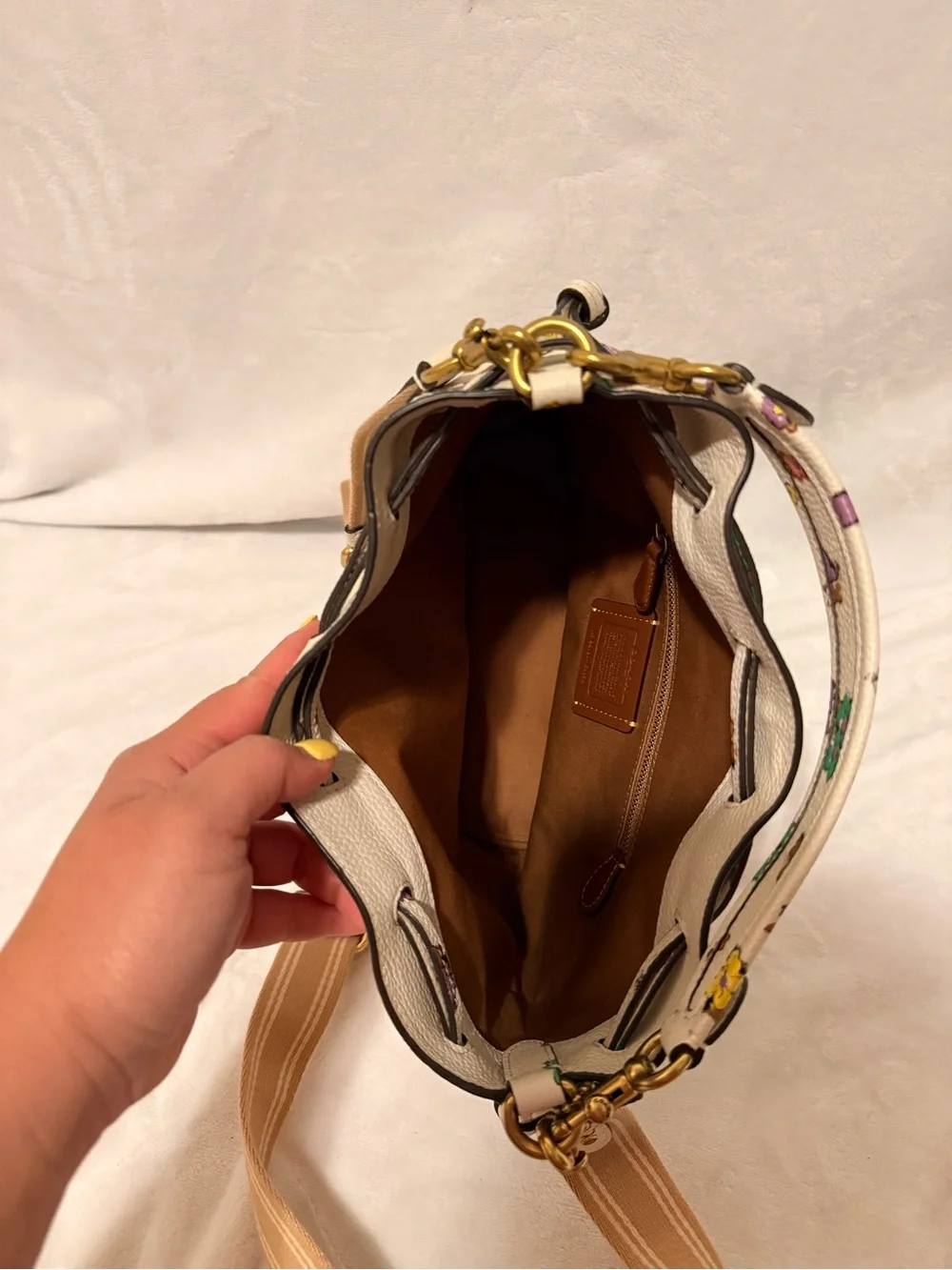 Coach Field Bucket Bag with Cross Stitch Floral Print - Chalk Multi